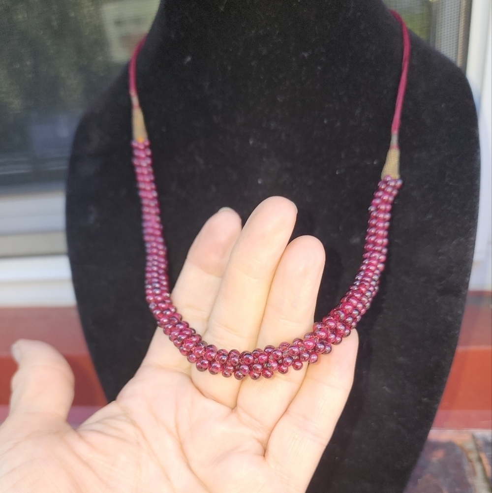 Vintage‎ Garnet Bead adjustable necklace